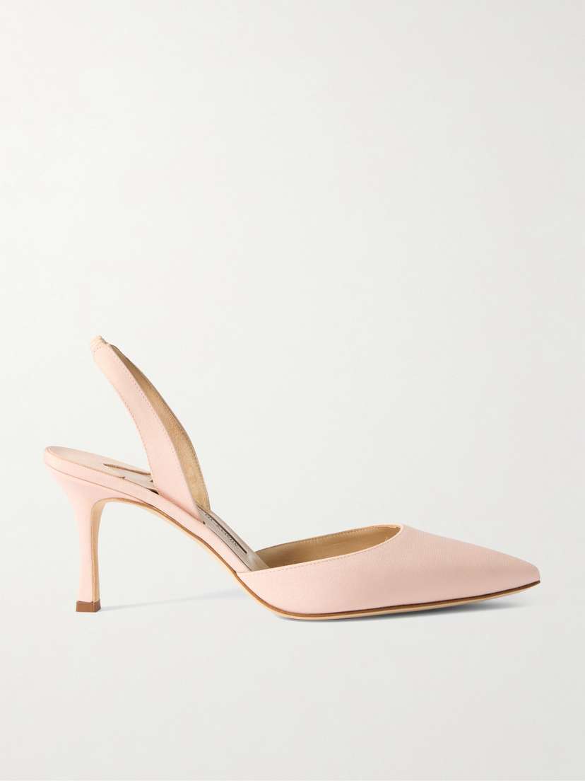 Manolo Blahnik Carolyne 70 Silk Crepe De Chine Slingback Pumps