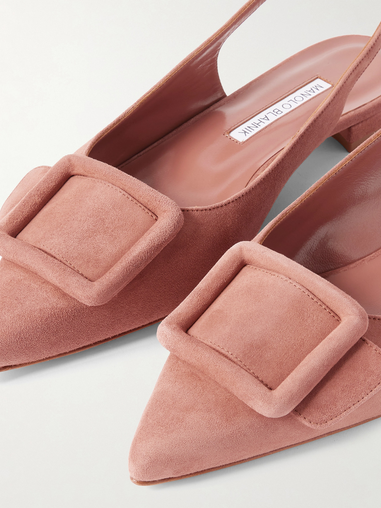 Manolo Blahnik Maylura Buckled Suede Slingback Flats