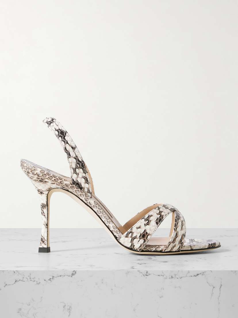 Manolo Blahnik Callasli 90 Elaphe Slingback Sandals