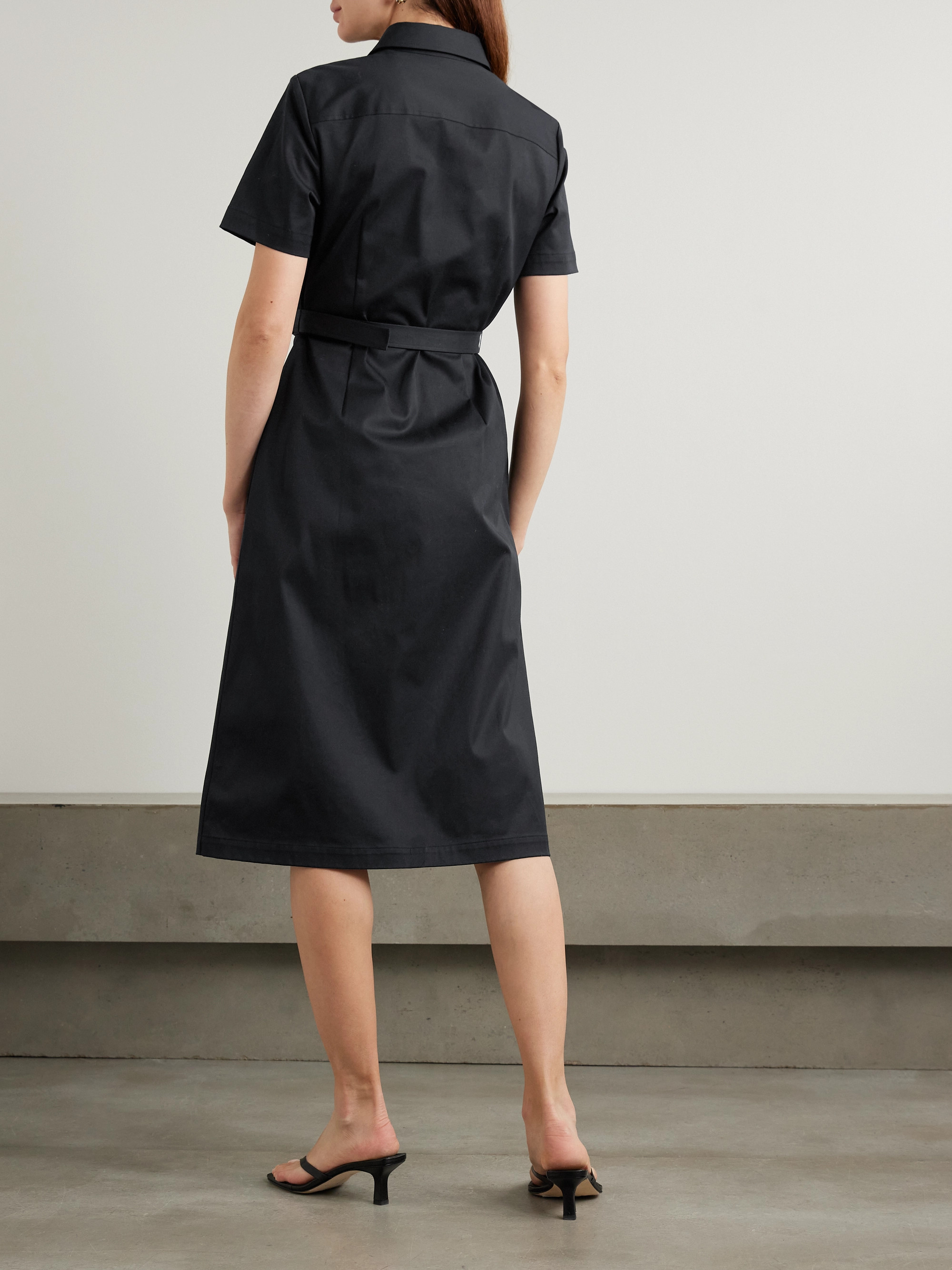 Theory - Belted cotton-blend twill midi shirt dress | Plush