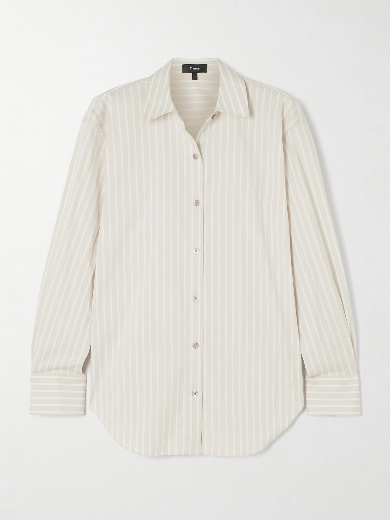 Theory Long Sleeves Striped Shirt In Neutrals