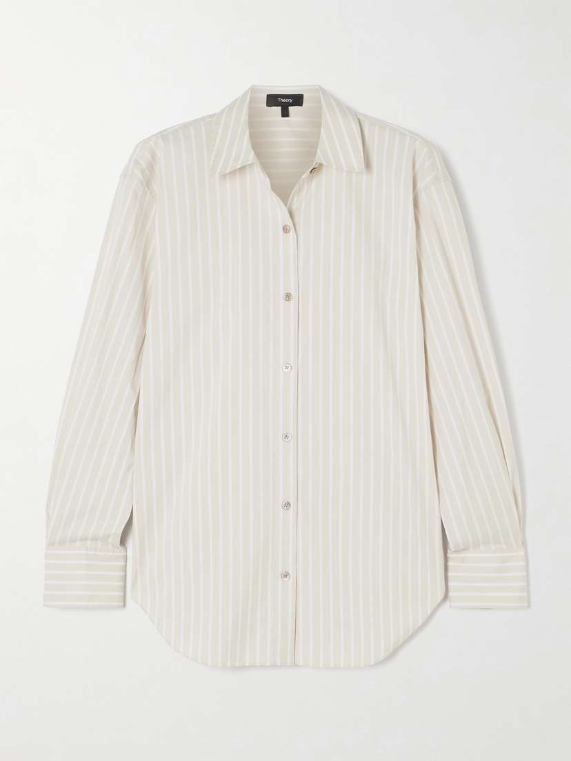 Theory Striped Cotton-blend Poplin Shirt