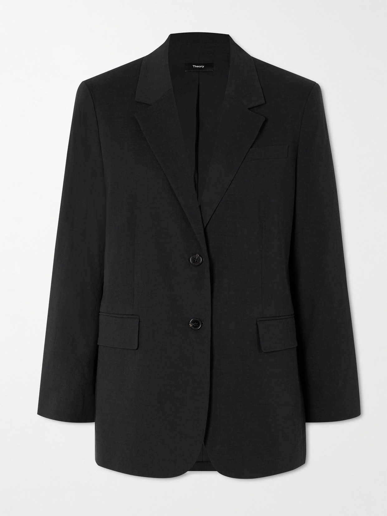Theory Linen Blend Blazer In Black