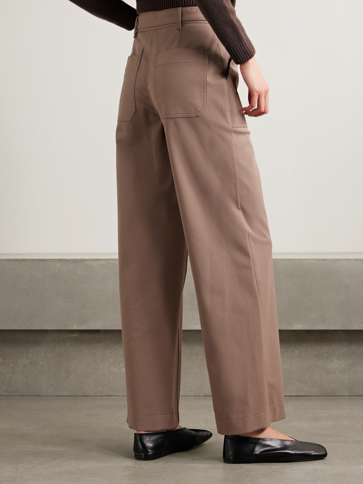THEORY BELTED COTTON-BLEND TWILL STRAIGHT-LEG PANTS
