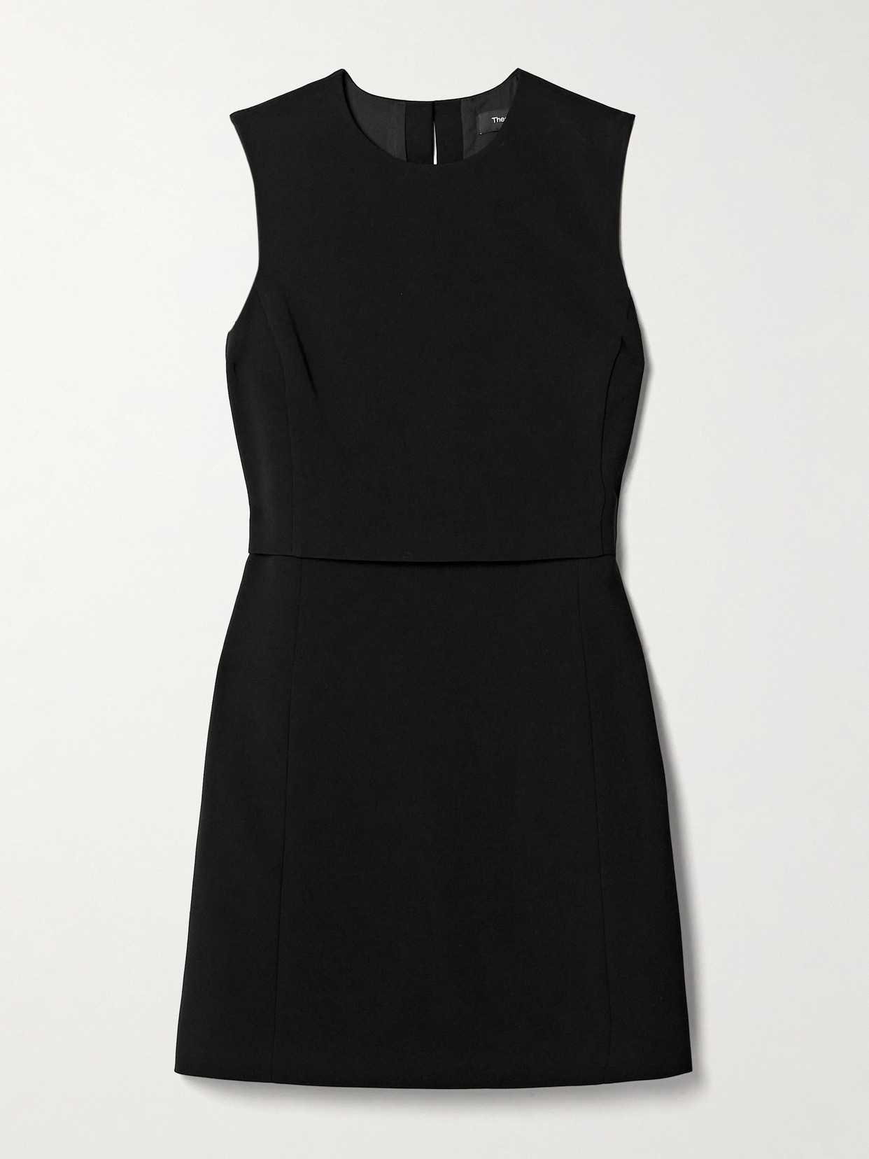 Theory Layered Crepe Mini Dress In Black