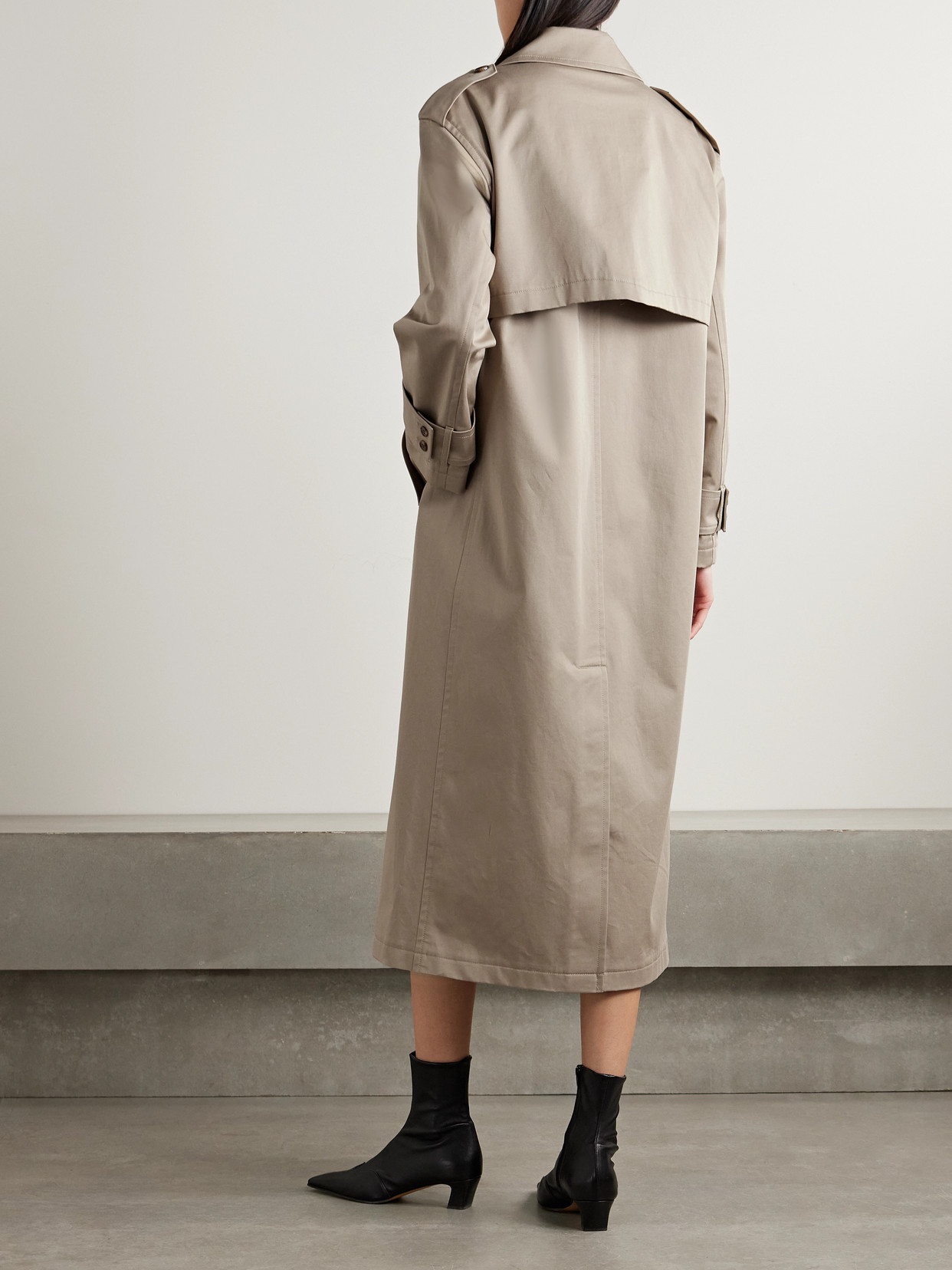 Theory Double-breasted Cotton-blend Gabardine Trench Coat In Brown
