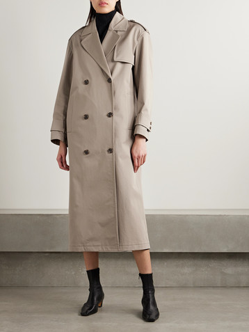 Theory Double-breasted cotton-blend gabardine trench coat