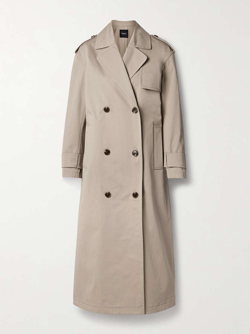 Theory Double-breasted Cotton-blend Gabardine Trench Coat