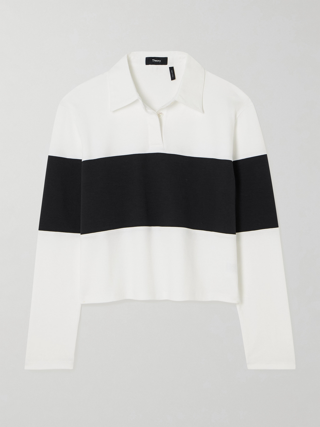 Theory Clinton Cropped Striped Supima Cotton Shirt In White