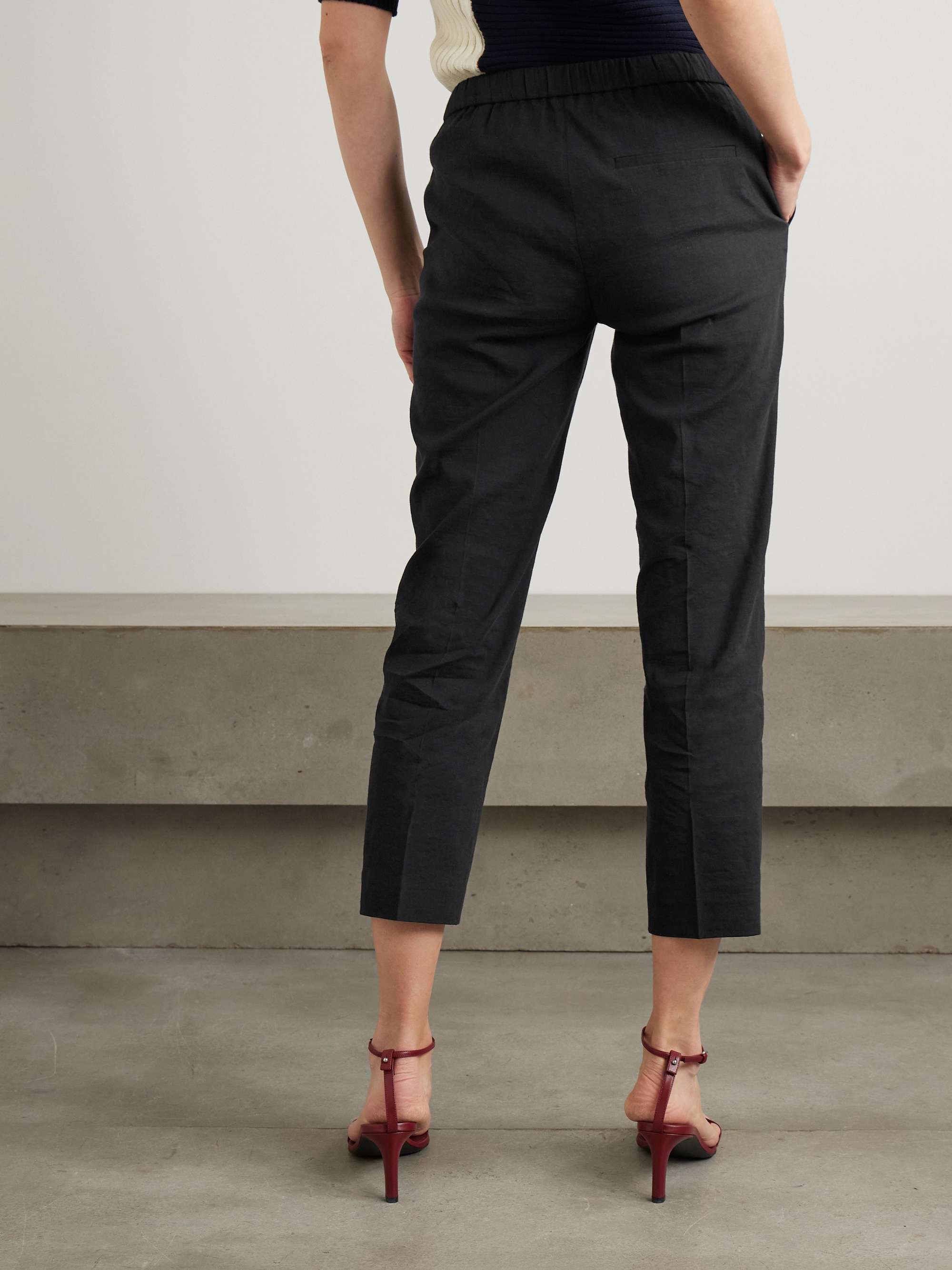 THEORY Treeca cropped stretch linen-blend straight-leg pants