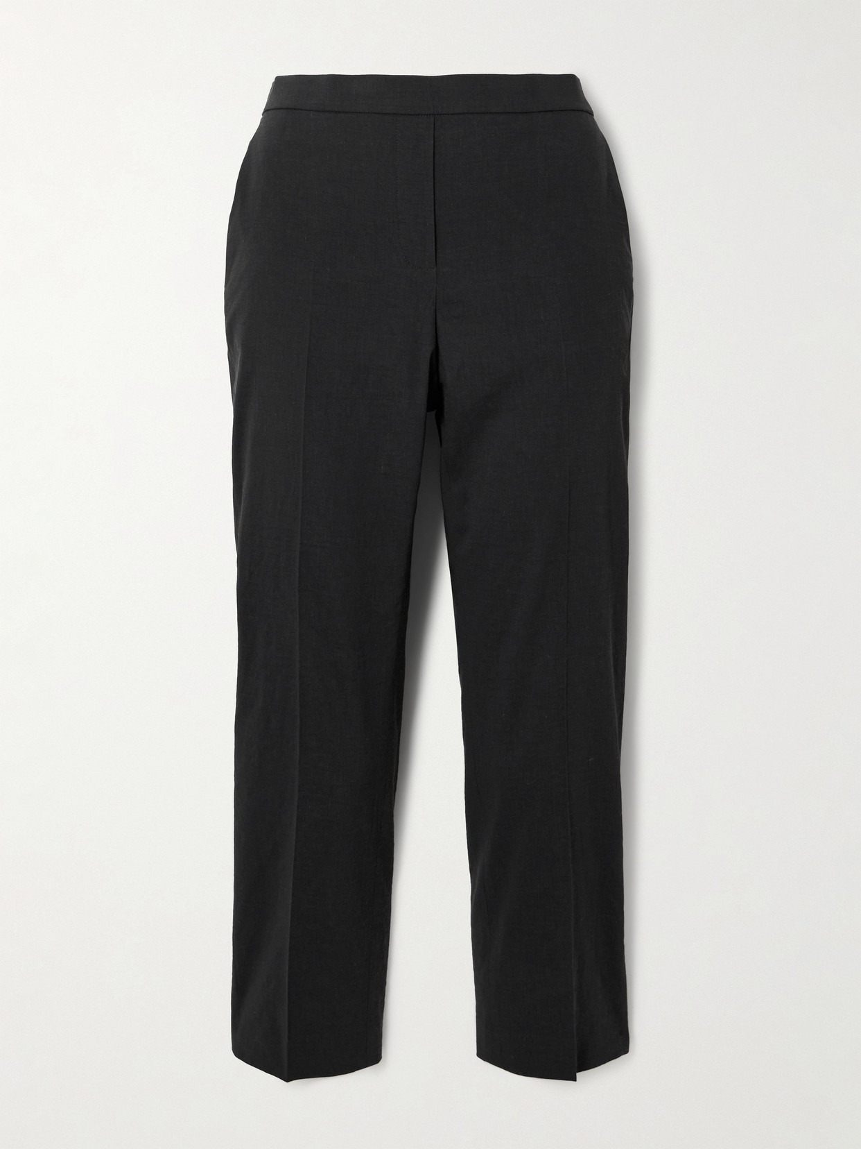 Theory Treeca Stretch Linen-blend Straight-leg Pants In Black