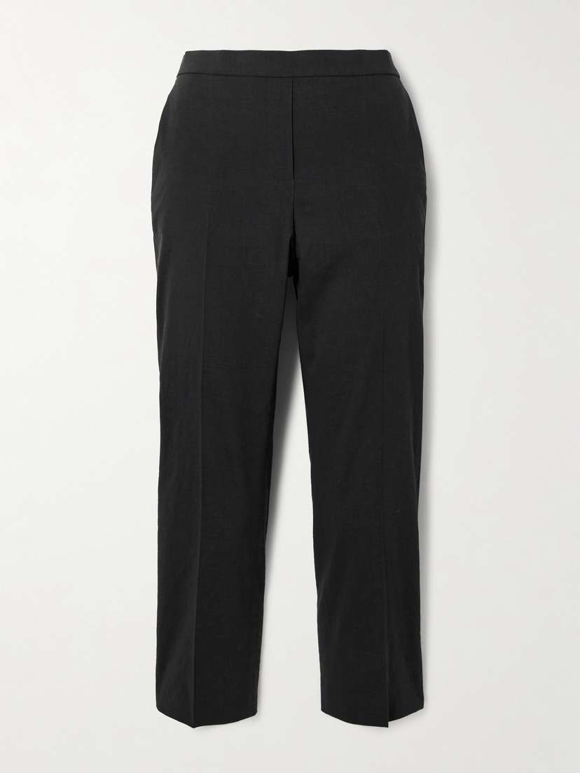 Theory Treeca Stretch Linen-blend Straight-leg Pants