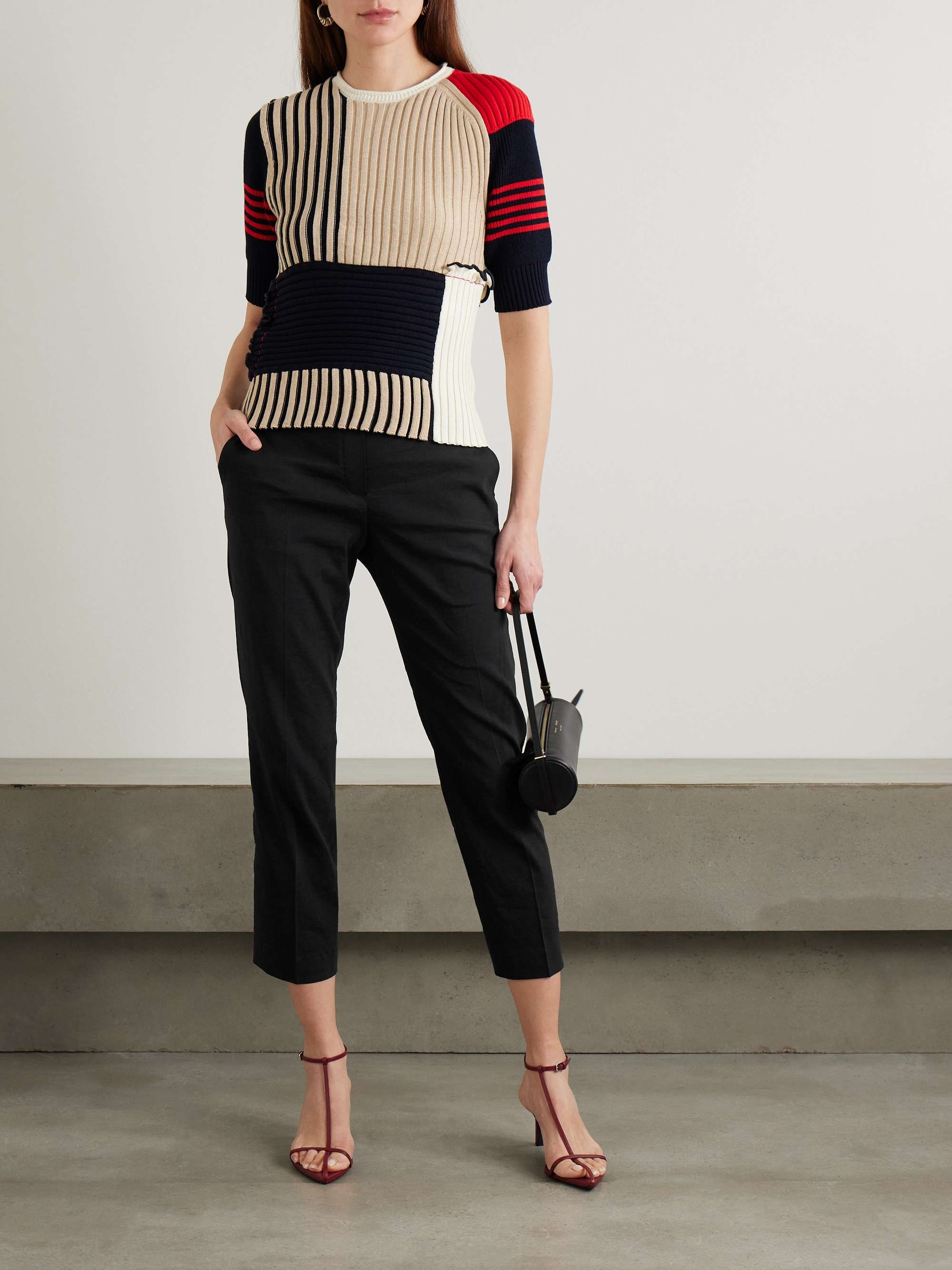 THEORY Treeca cropped stretch linen-blend straight-leg pants