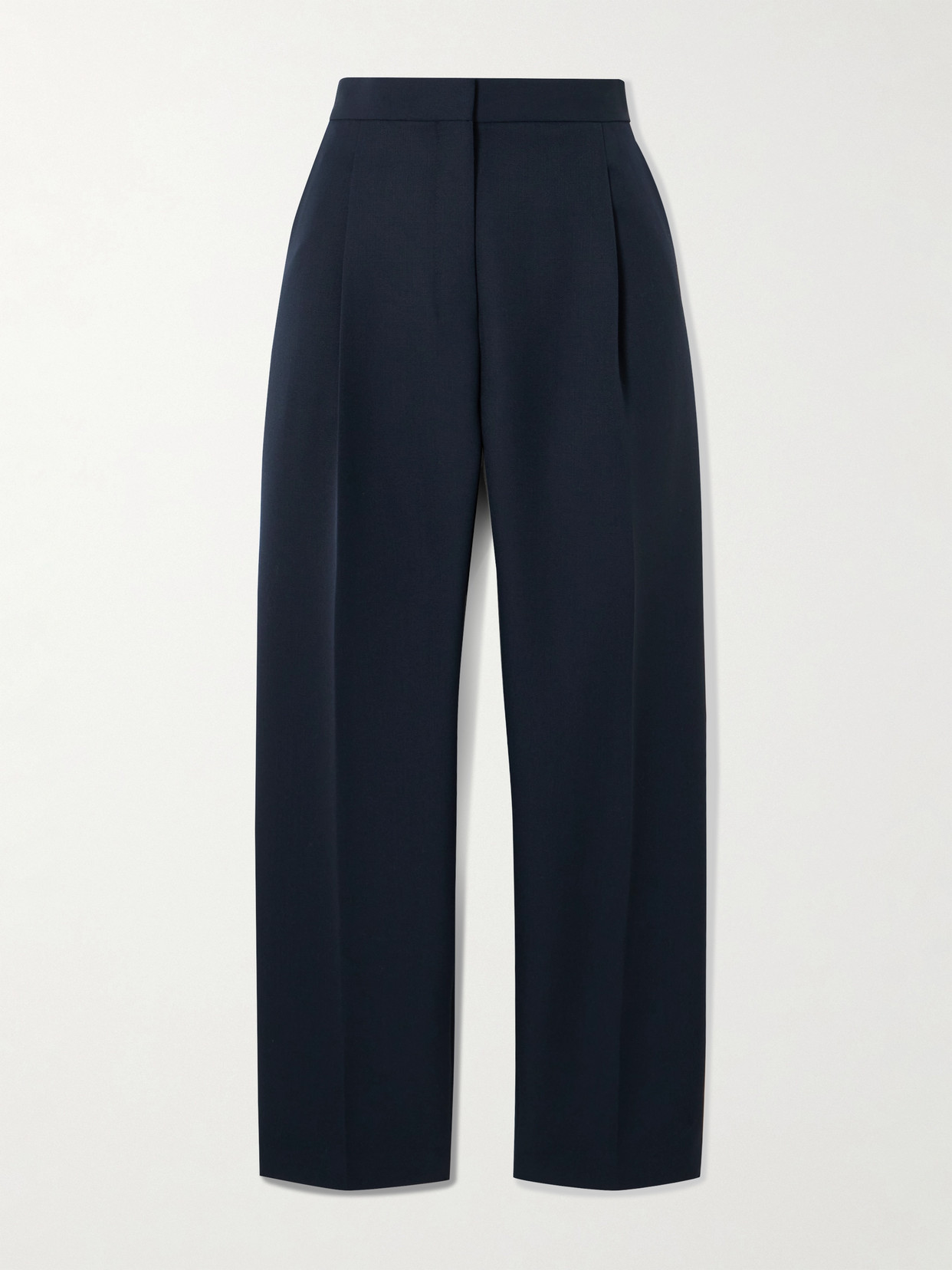 Theory Pleated Wool-blend Tapered Pants In Blue