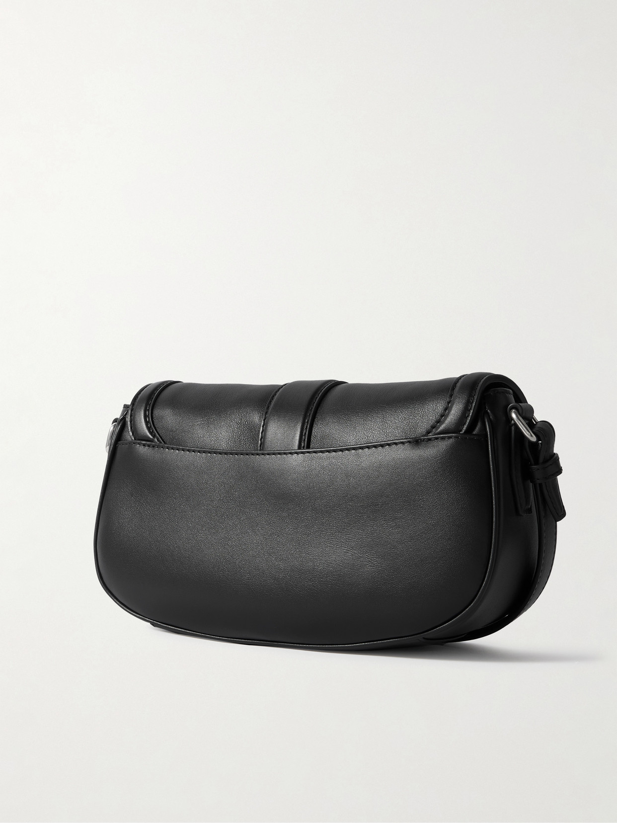 Alexander Mcqueen Buckle-embellished Leather Shoulder Bag In Black