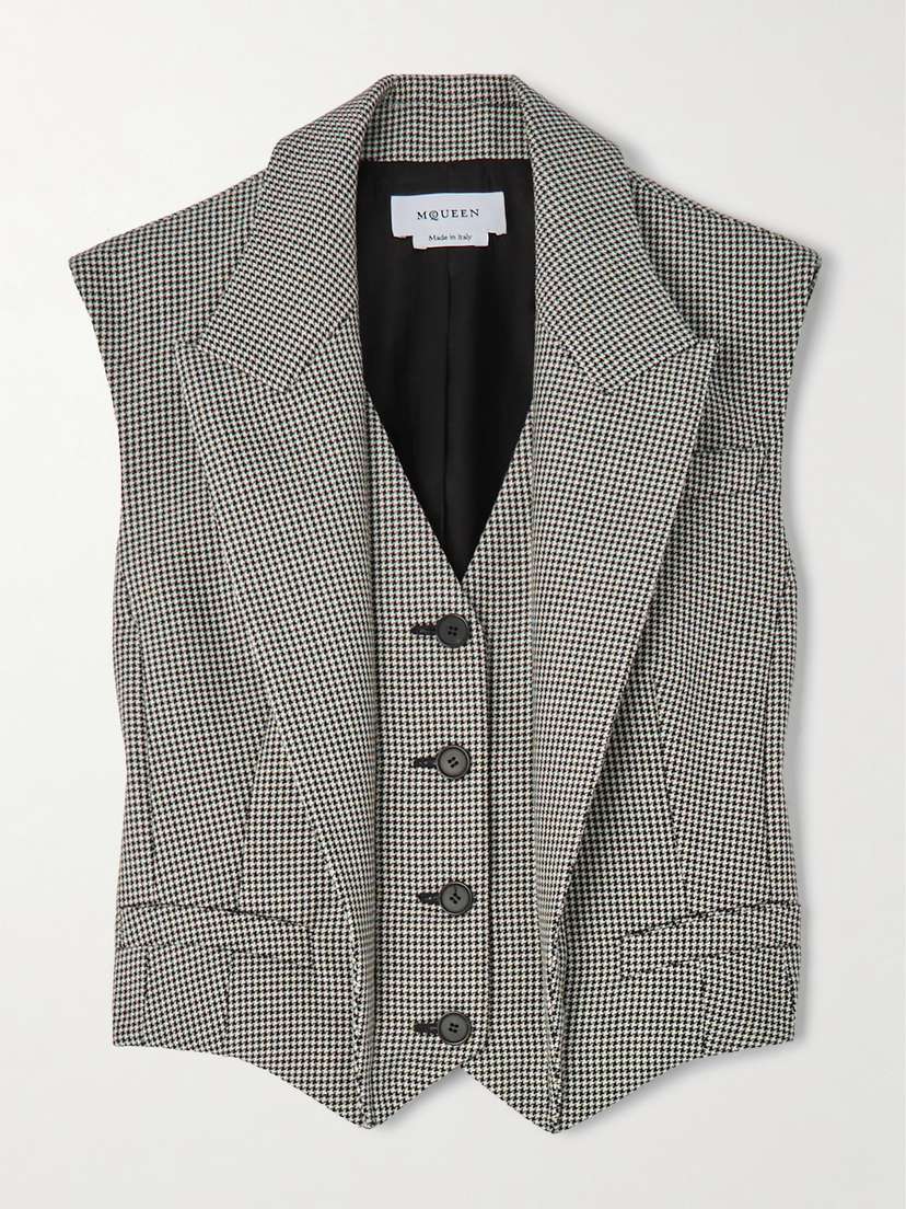 McQueen Houndstooth Wool And Mohair-blend Vest