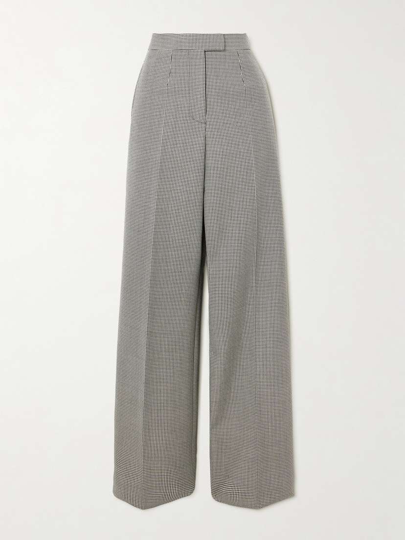 McQueen Pleated Houndstooth Wool And Mohair-blend Straight-leg Pants