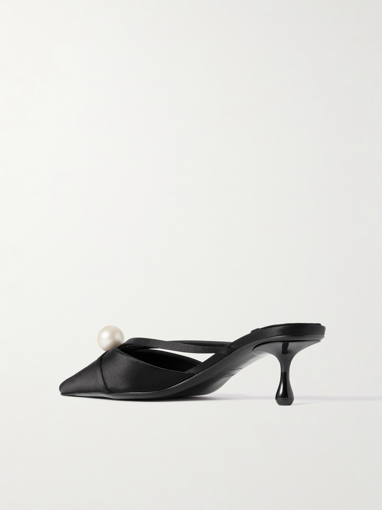 Jimmy Choo Pointed Toe Kitten Heel Sandals With Pearl Embellishment