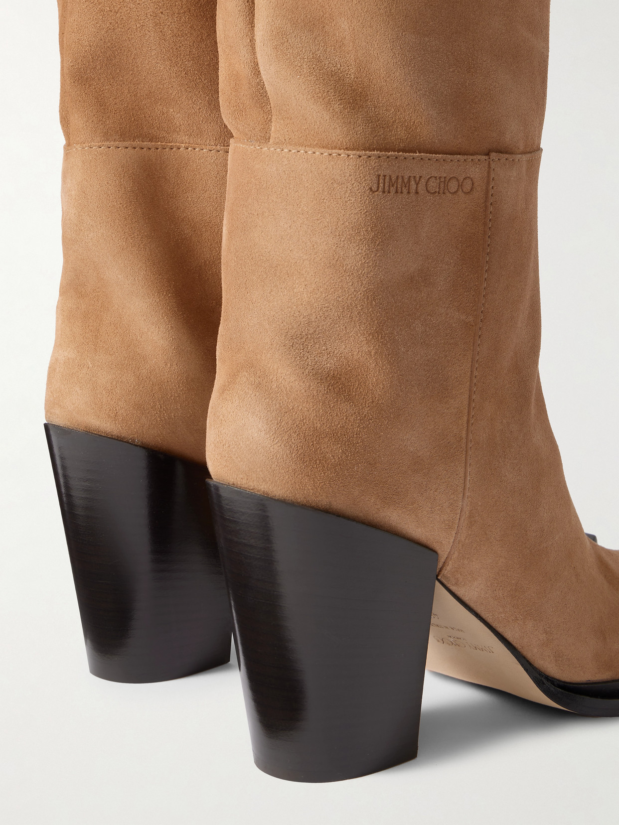 Jimmy Choo Cece 80 Suede Knee Boots In Brown