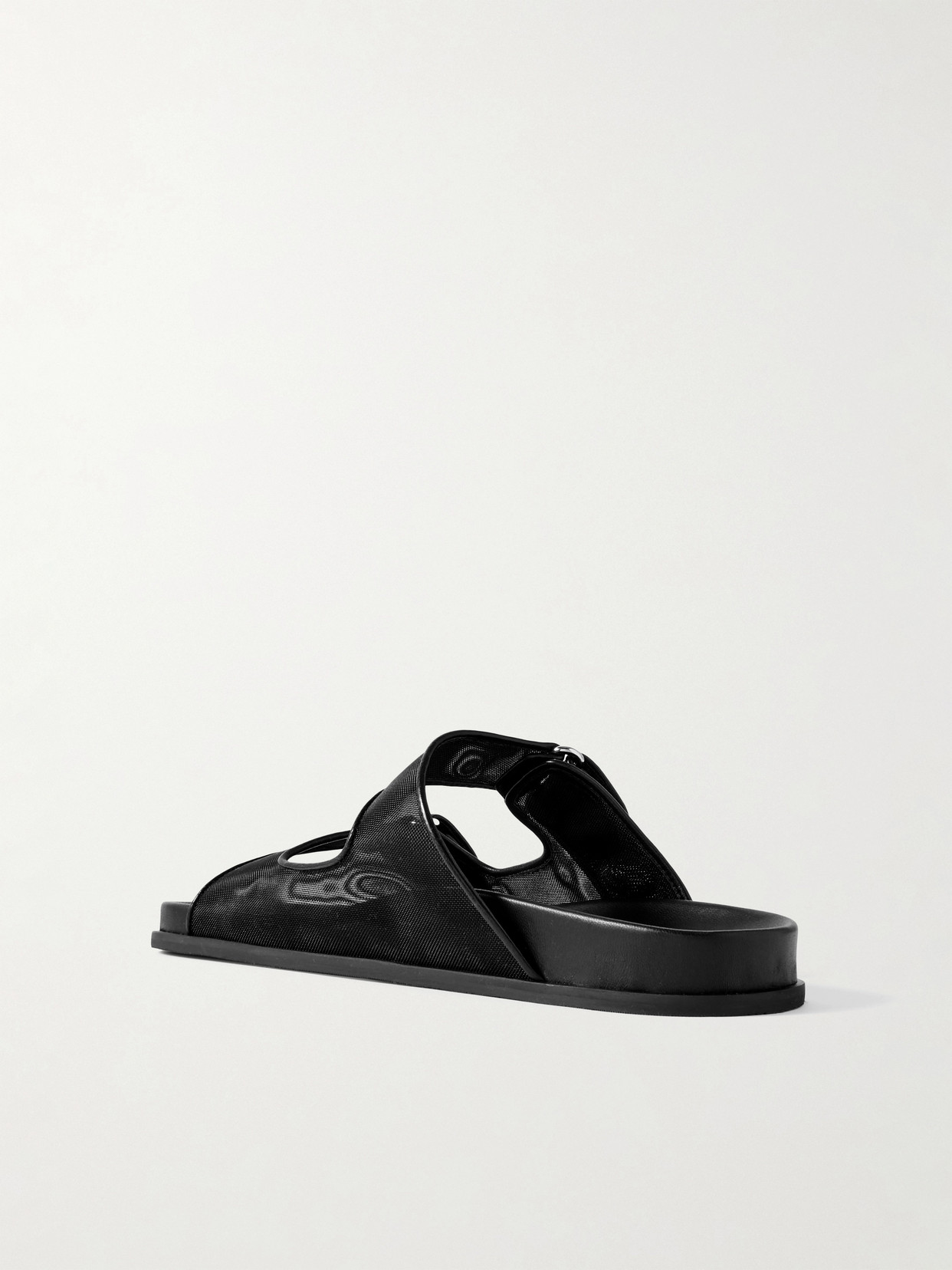 Jimmy Choo Fayence Leather-trimmed Faux Pearl-embellished Mesh Slides