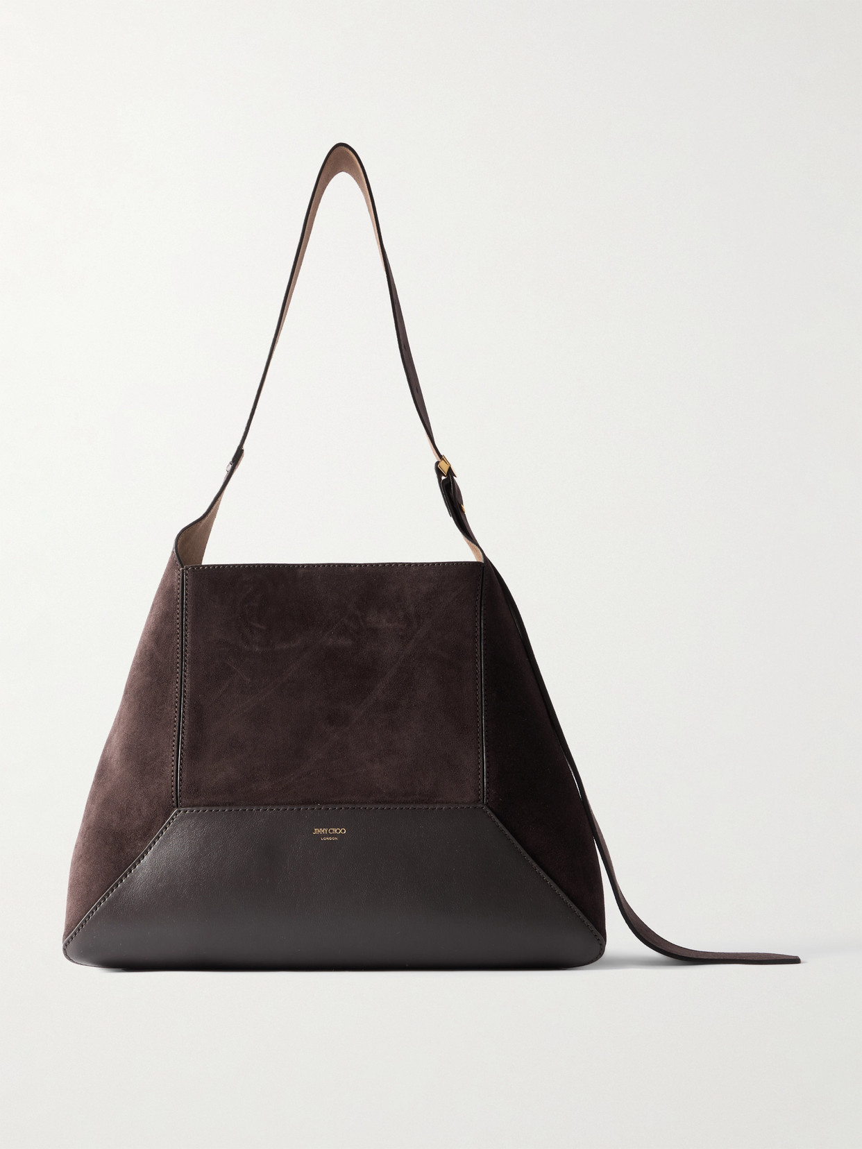 Jimmy Choo Diamond Medium Suede And Leather Shoulder Bag In Brown