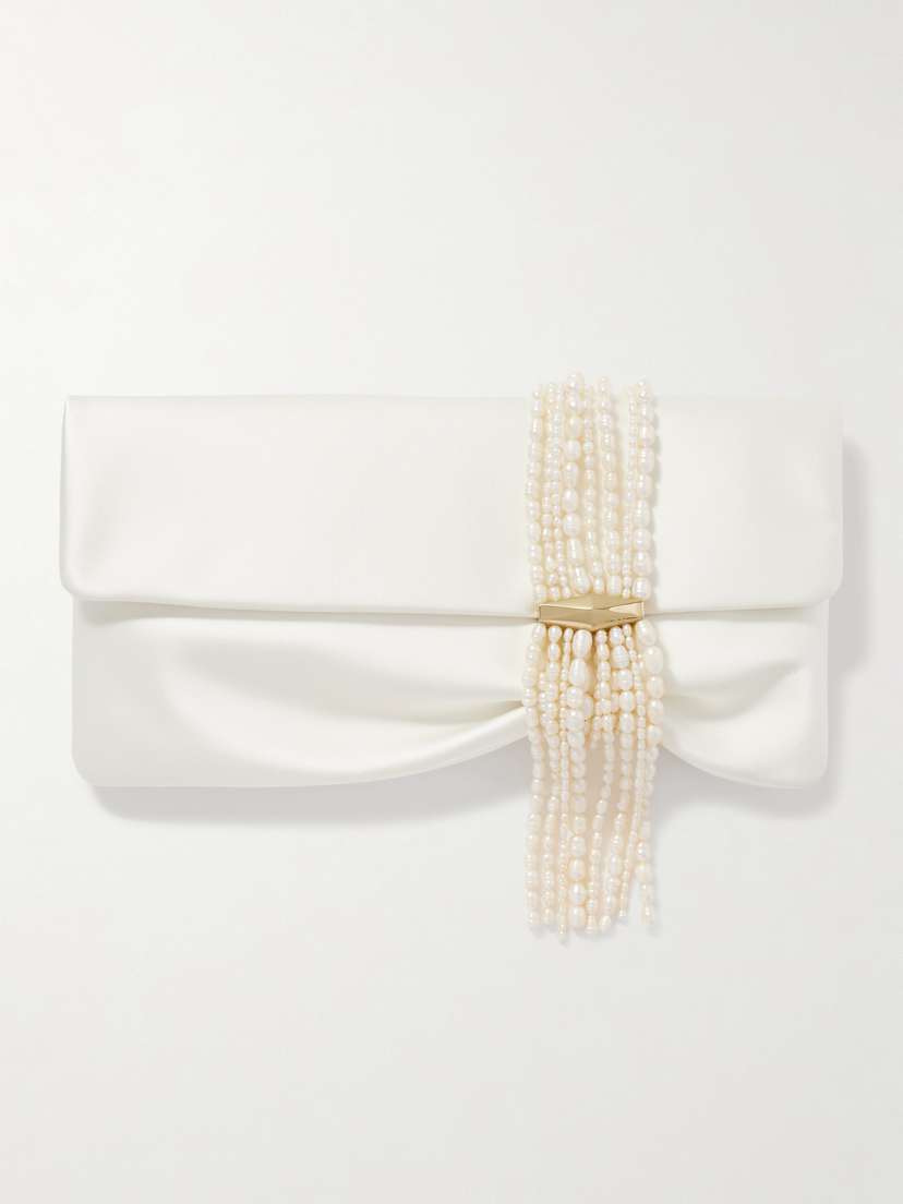 Jimmy Choo Zandra Pearl-embellished Satin Clutch