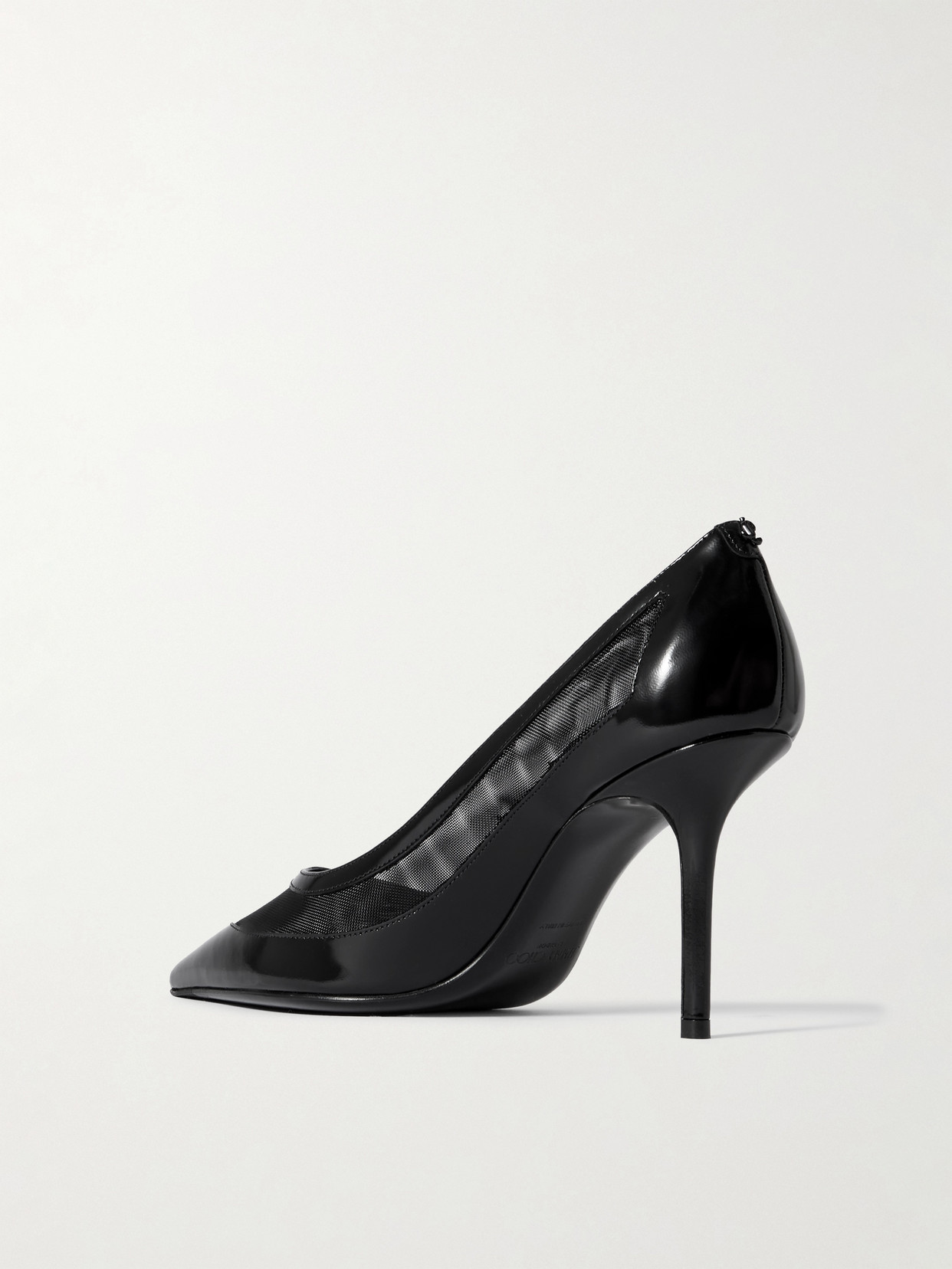 Jimmy Choo Love 85 Mesh-trimmed Patent-leather Pumps