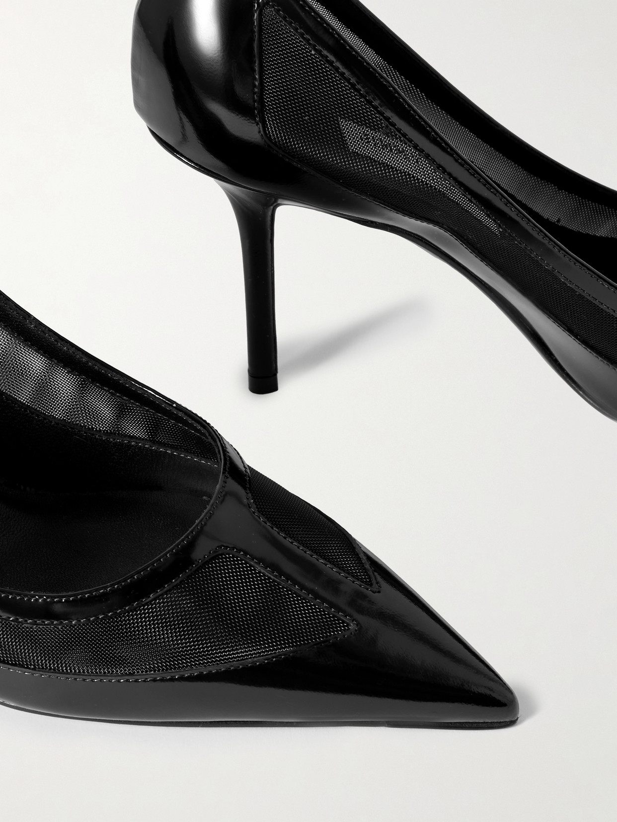 Jimmy Choo Love 85 Mesh-trimmed Patent-leather Pumps