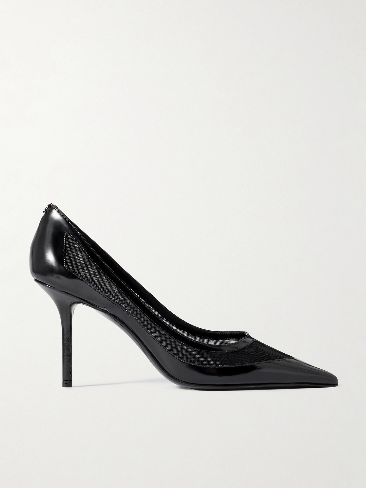 Jimmy Choo Love 85 Mesh-trimmed Patent-leather Pumps
