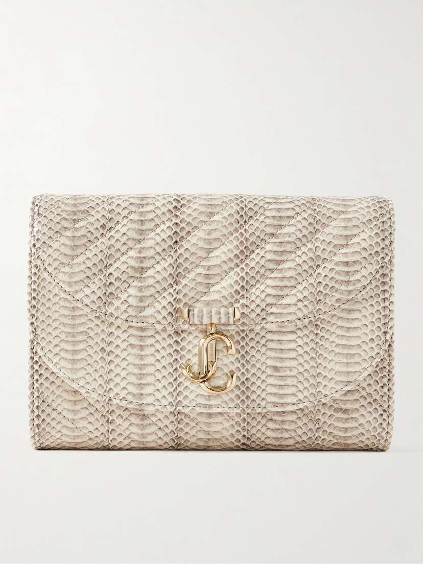 Jimmy Choo Avenue Curve Snake-effect Leather Clutch