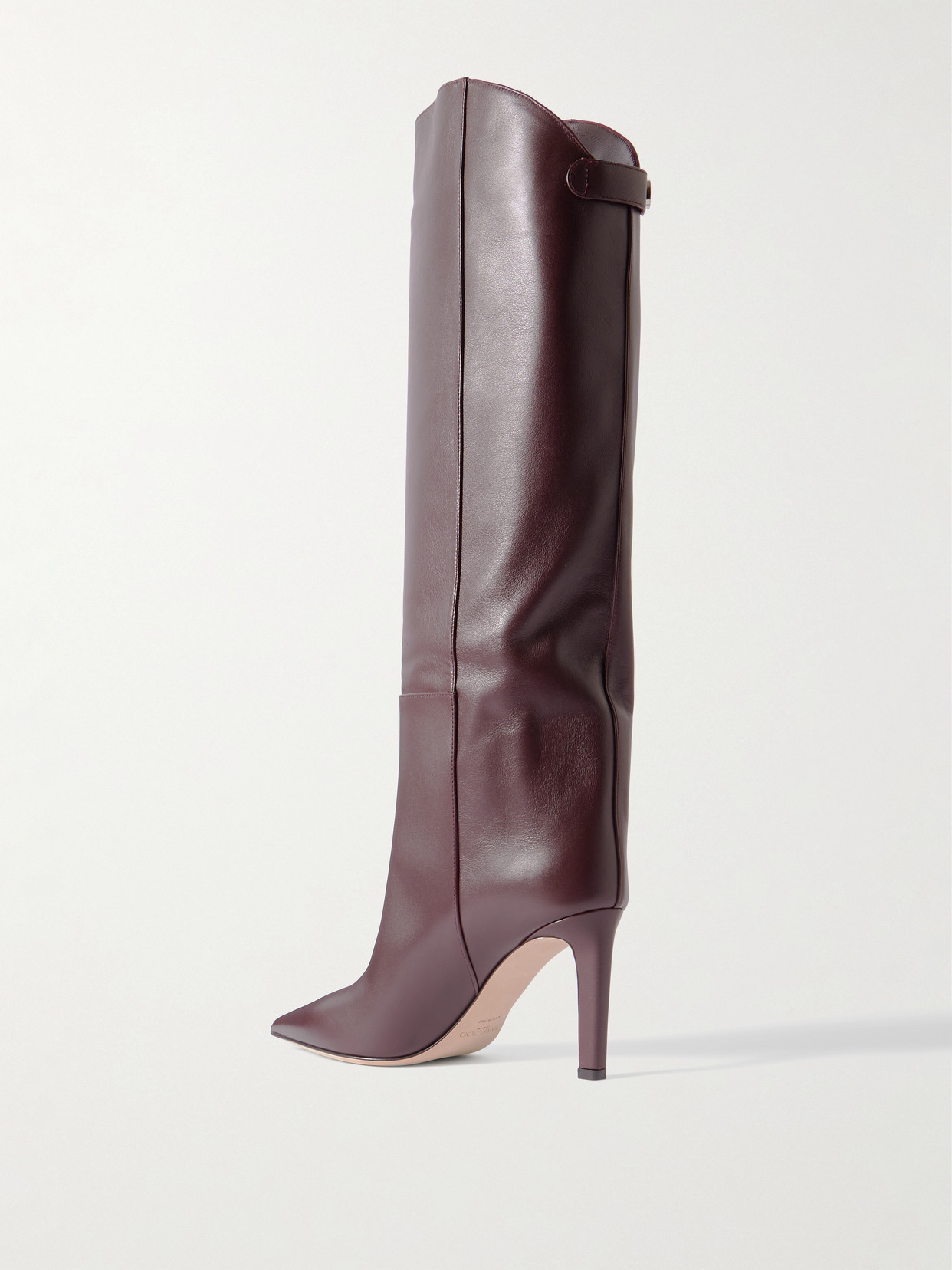 Jimmy Choo Alizze 85 Leather Knee Boots In Burgundy
