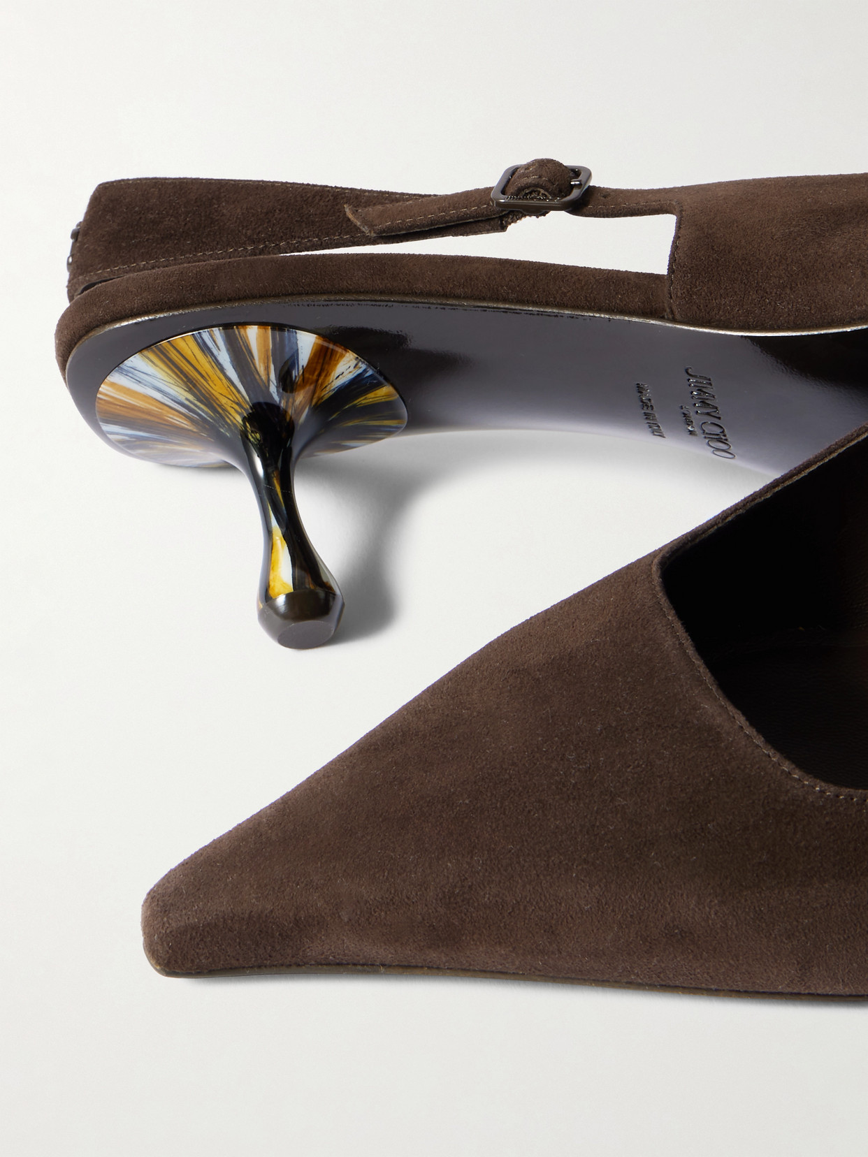 Jimmy Choo Amel 50 Suede Slingback Pumps In Brown