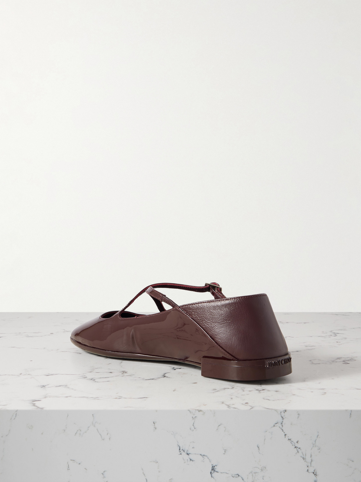 Jimmy Choo Eleri Collapsible-heel Embellished Patent-leather Ballet Flats
