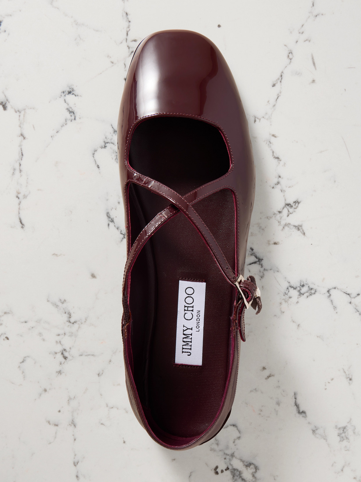 Jimmy Choo Eleri Collapsible-heel Embellished Patent-leather Ballet Flats