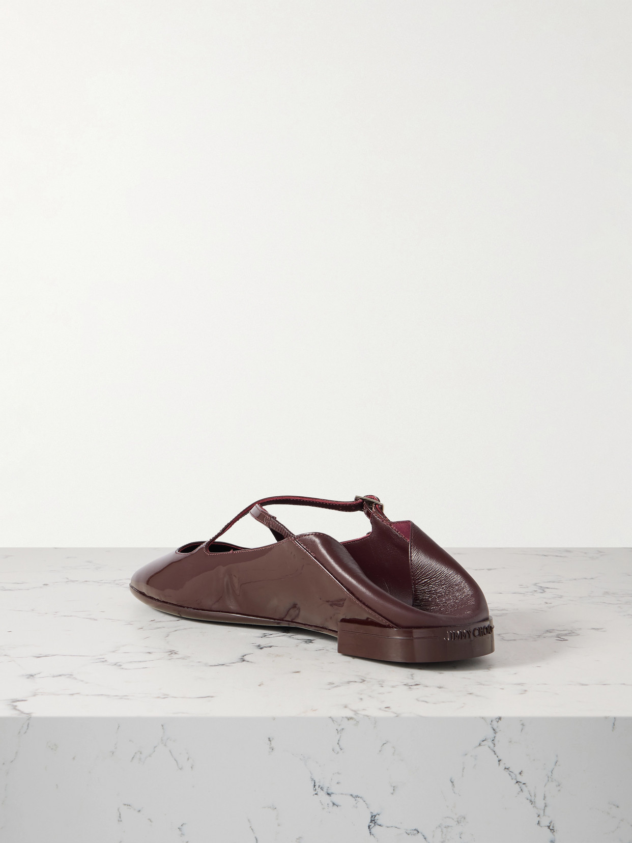 Jimmy Choo Eleri Collapsible-heel Embellished Patent-leather Ballet Flats