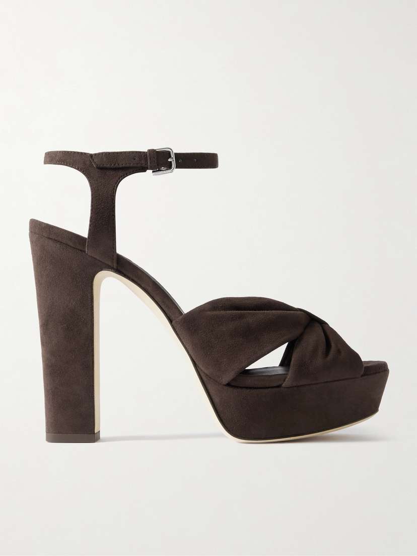Jimmy Choo Heloise 120 Knotted Suede Platform Sandals