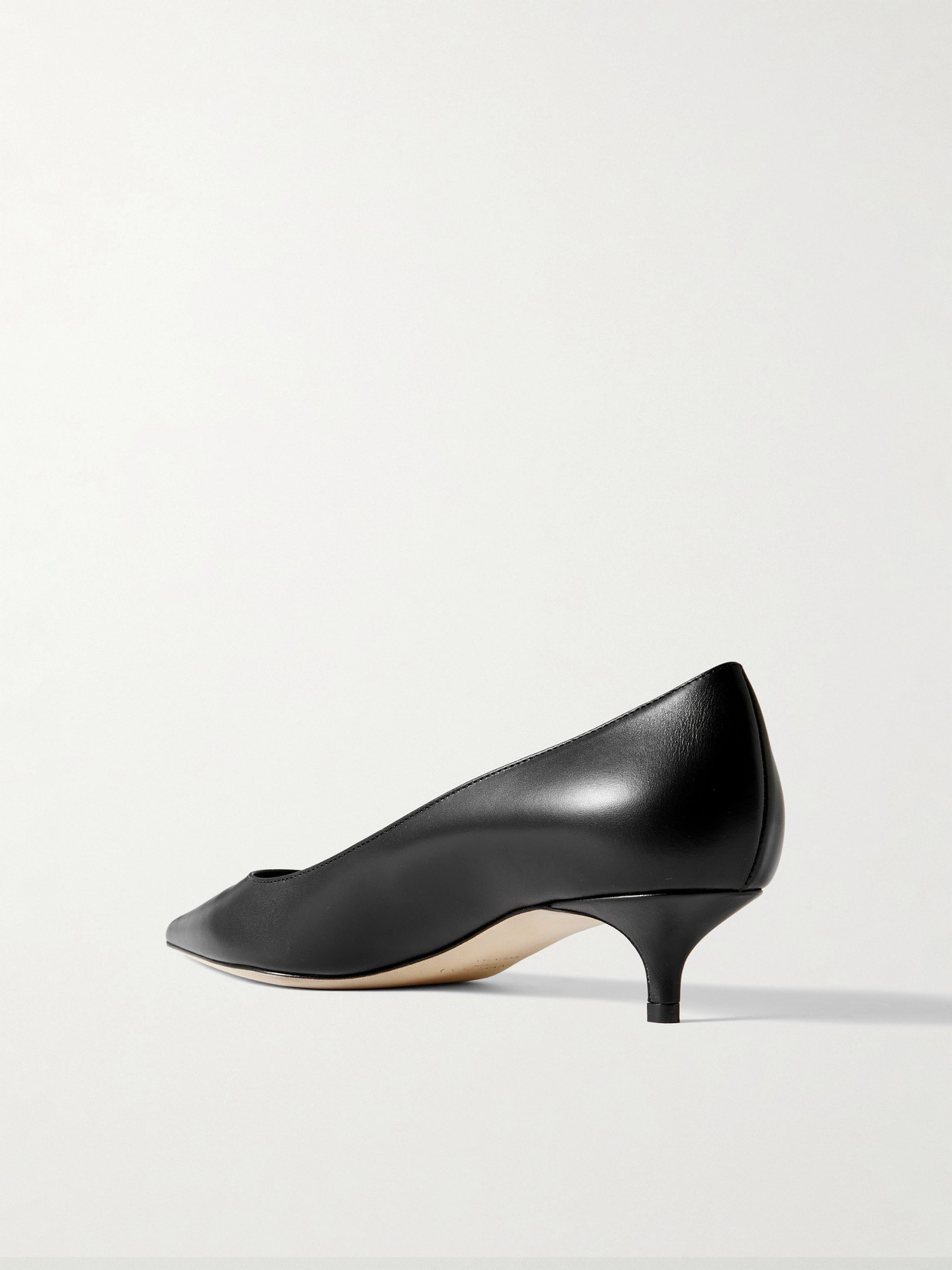 Jimmy Choo Pointed Toe Leather Kitten Heel Pumps