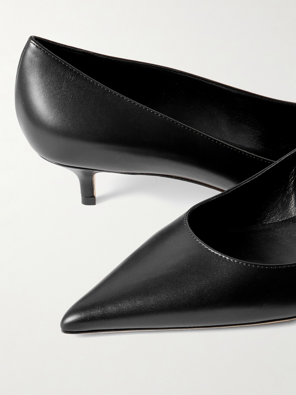 Jimmy Choo Pointed Toe Leather Kitten Heel Pumps