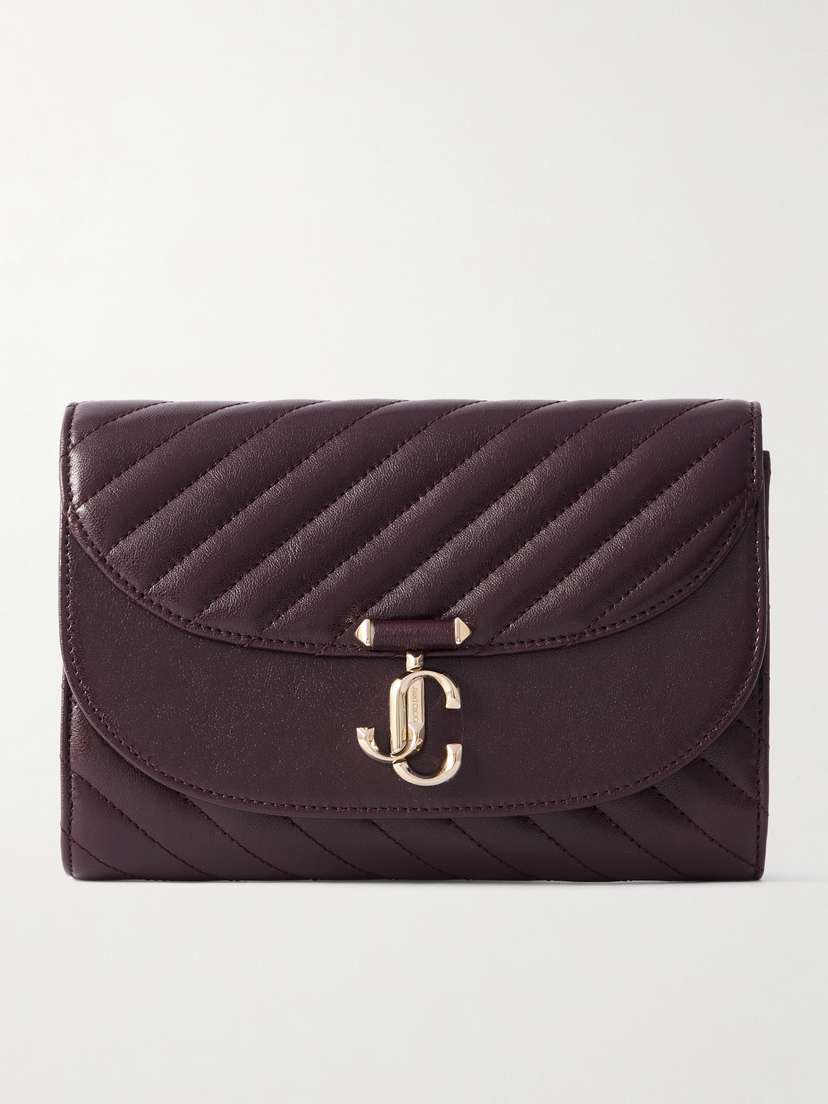 Jimmy Choo Avenue Curve Embellished Quilted Leather Clutch