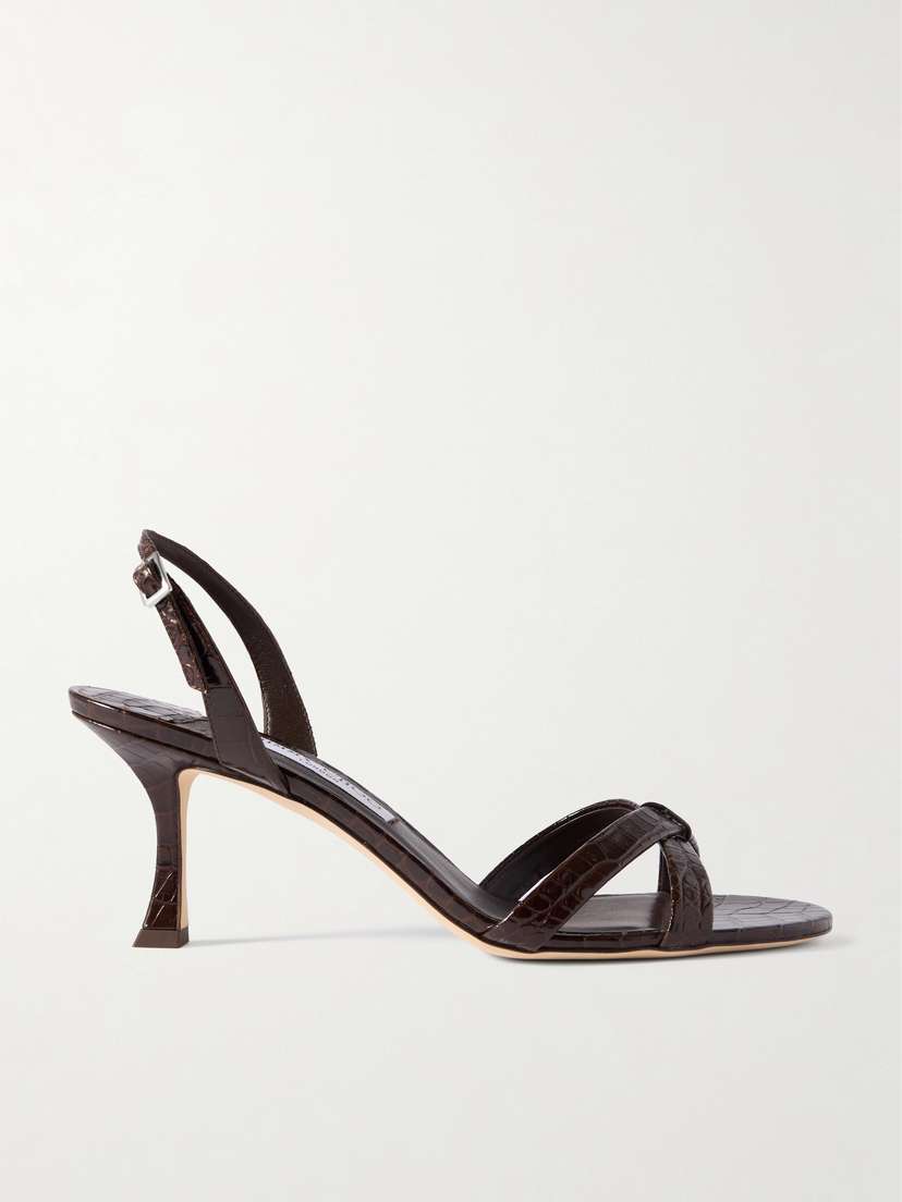 Jimmy Choo Elsy 70 Croc-effect Leather Slingback Sandals