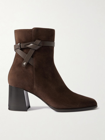 JIMMY CHOO Lawton 65 leather-trimmed suede ankle boots