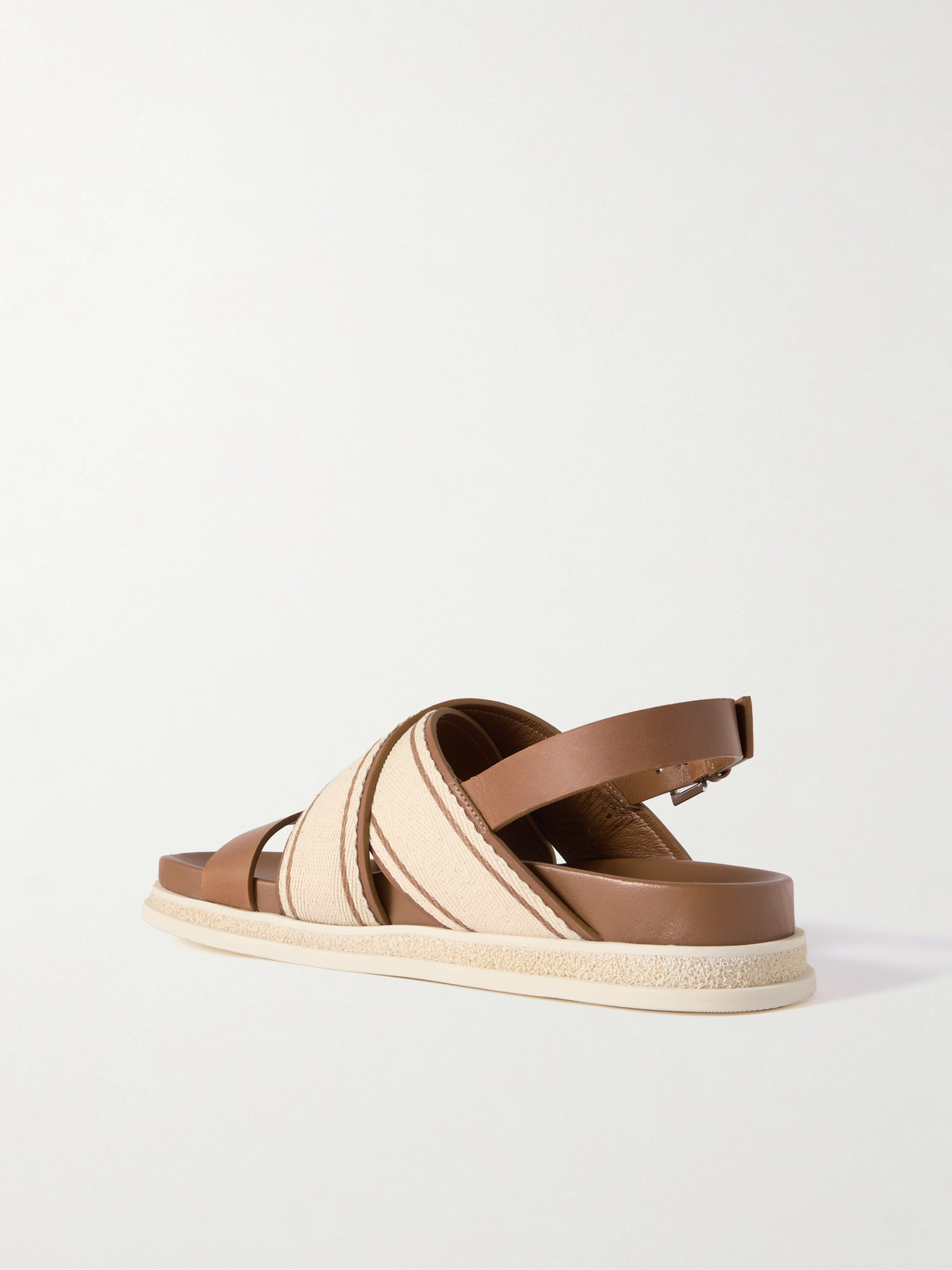 Jimmy Choo Joa Canvas Sandals Flat Sole In Brown