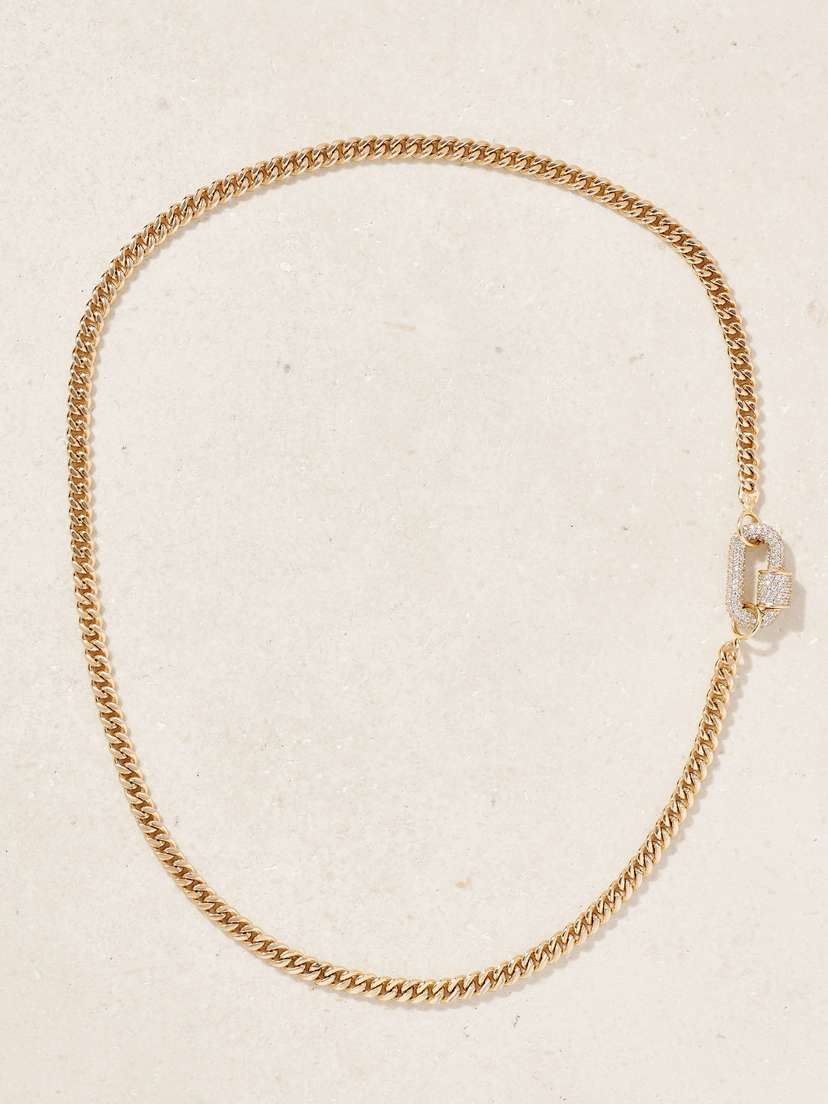 Marla Aaron Allstone Chubby Babylock + Heavy Curb 14-karat Gold Diamond Necklace