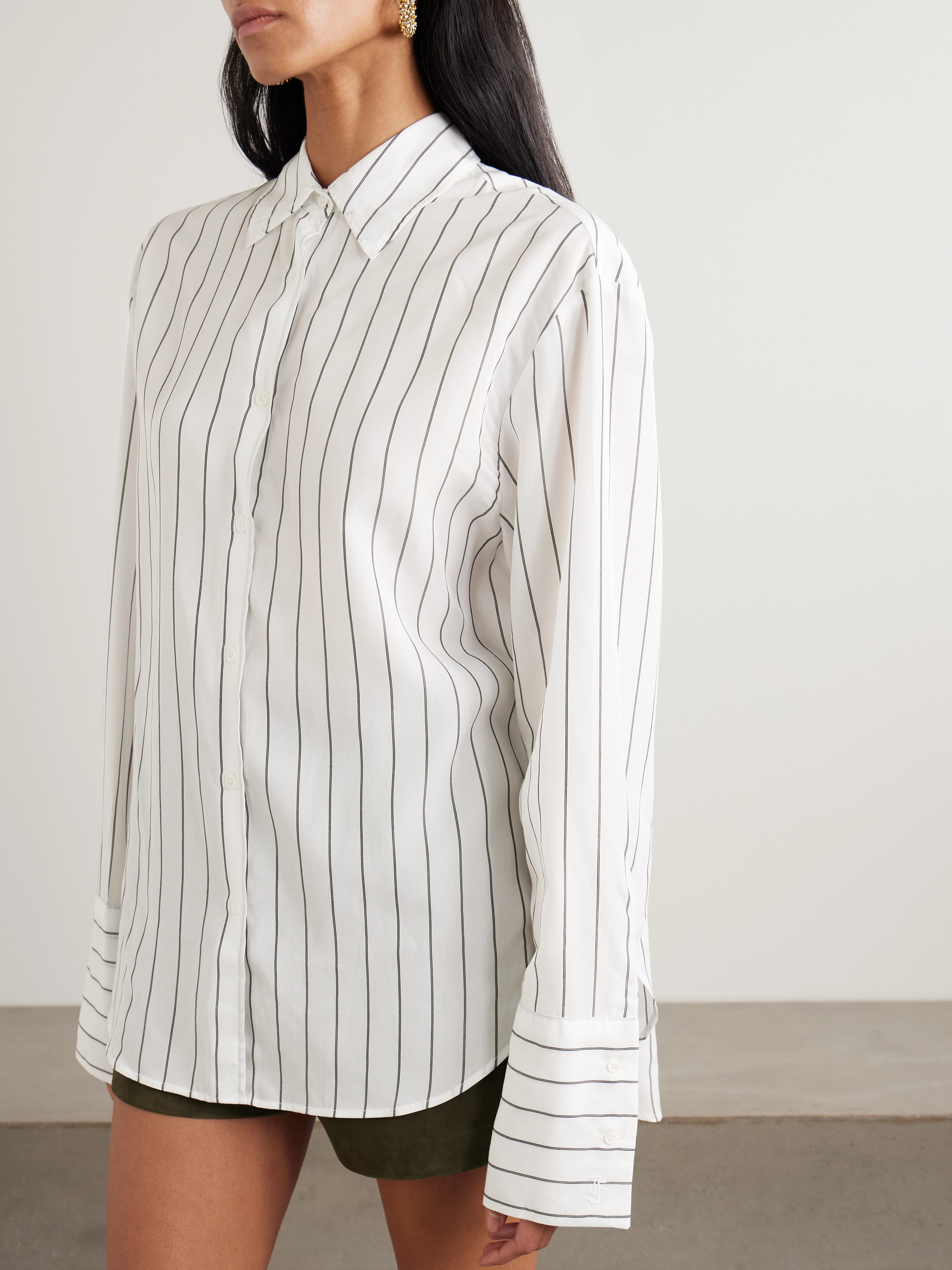 The Frankie Shop Helen striped Lyocell shirt
