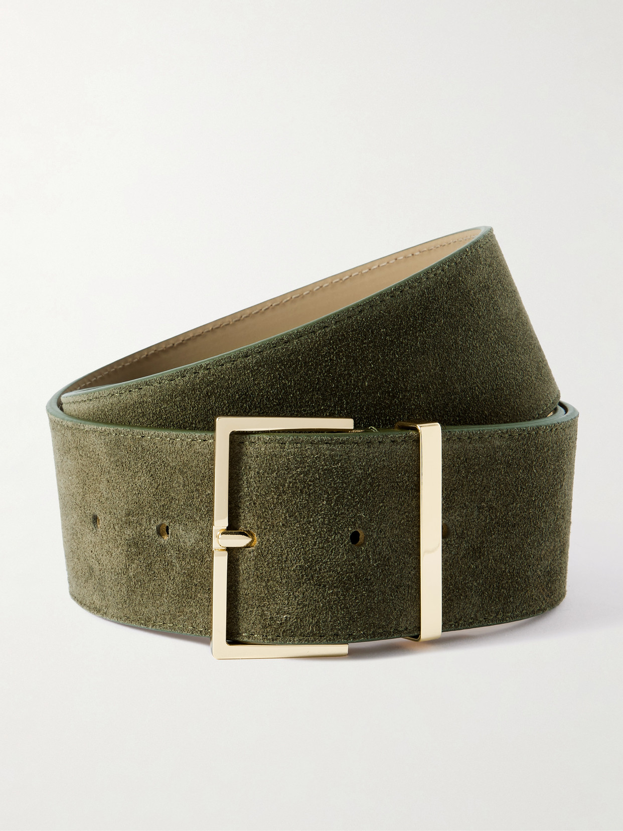 The Frankie Shop Evro Suede Belt In Green