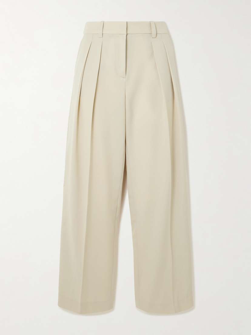 The Frankie Shop Daytona Pleated Grain De Poudre Wide-leg Pants