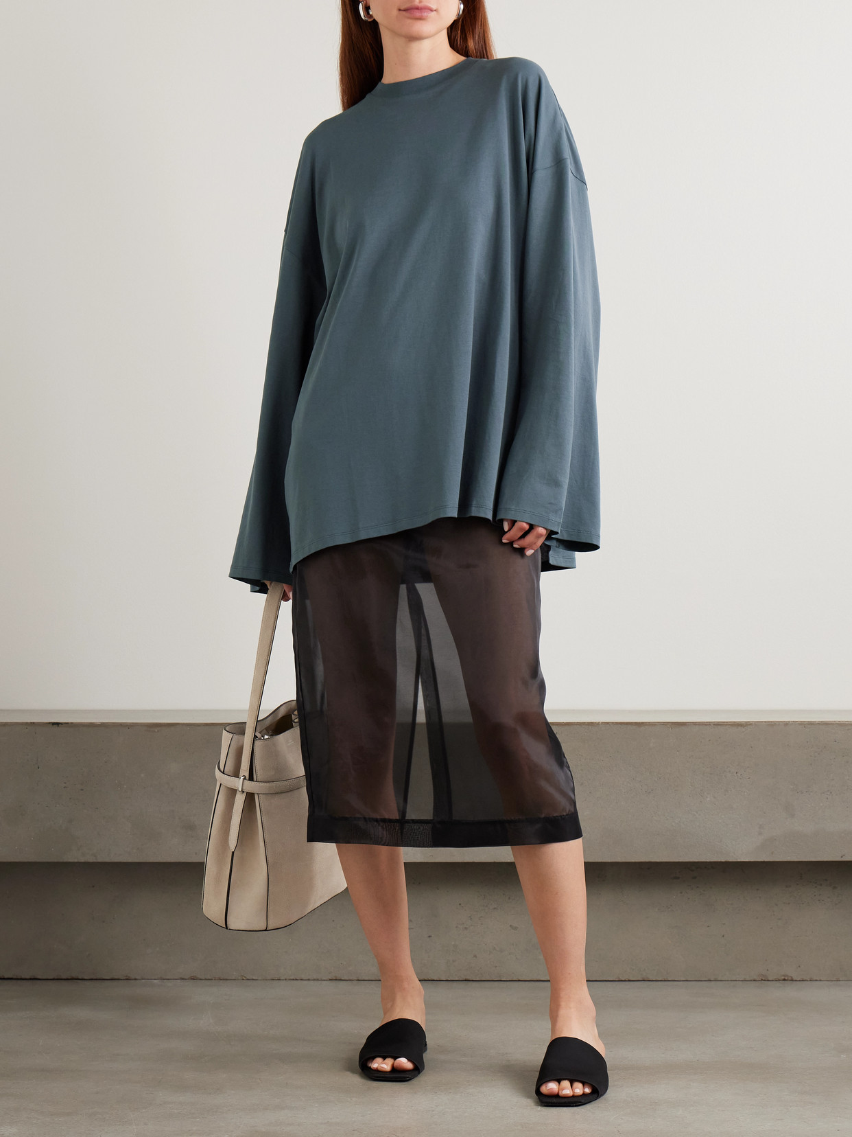 The Frankie Shop Rio Oversized Organic Cotton-jersey T-shirt In Blue