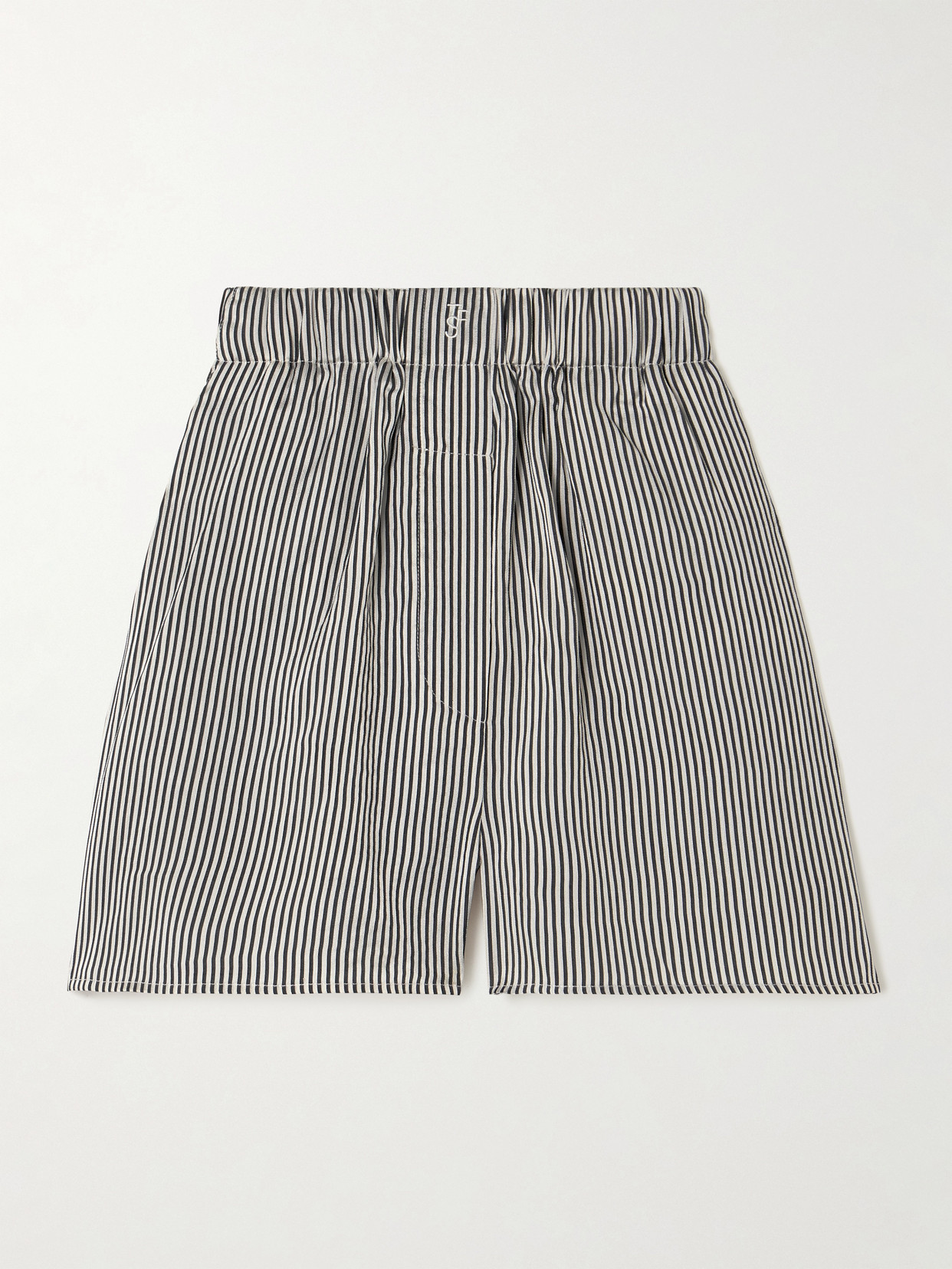 The Frankie Shop Lui Embroidered Striped Woven Shorts