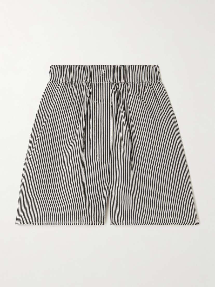 The Frankie Shop Lui Embroidered Striped Woven Shorts