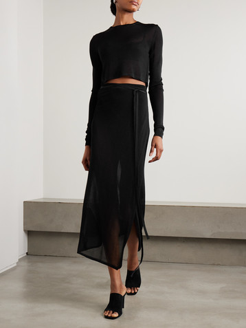 The Frankie Shop Alsen knitted midi wrap skirt